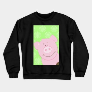 Cute Happy Pig - Green Crewneck Sweatshirt